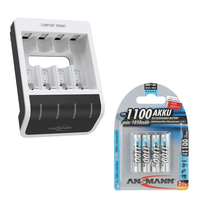 Ansmann Battery Charger for AA/AAA with 4-AAA Rechargeable Batteries