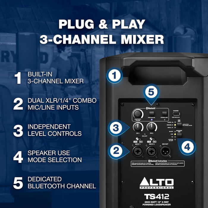 ALTO TS412XUS 2500-WATT 12" 2-Way Powered Loudspeaker with Bluetooth
