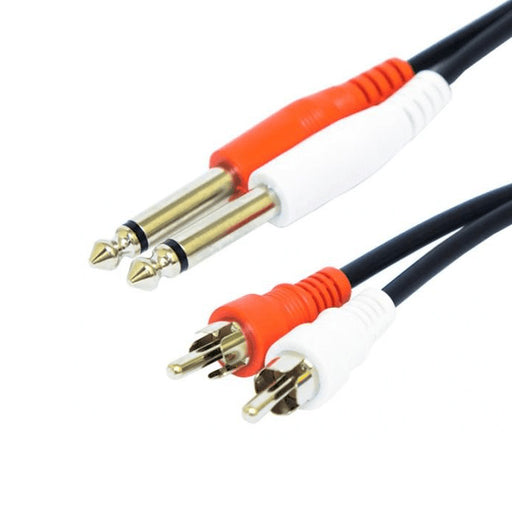 Dual RCA Male to Dual 1/4" TS Male Cable - 6'