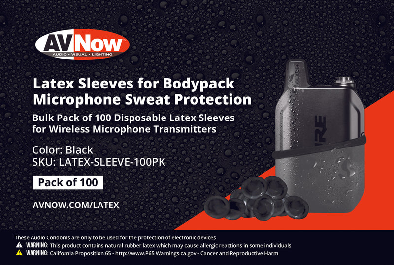 Latex Sleeves for Wireless Microphone Bodypack Sweat Protection - Pack of 100