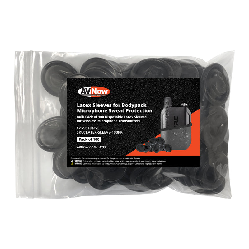 Latex Sleeves for Wireless Microphone Bodypack Sweat Protection - Pack of 100