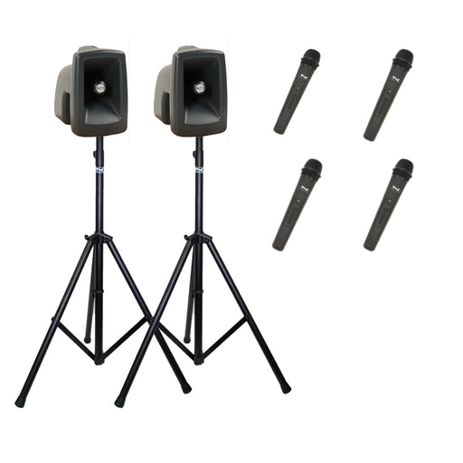 Anchor Audio MegaVox Pair (U4, COMP) Portable Speakers with 4 Wireless Microphones