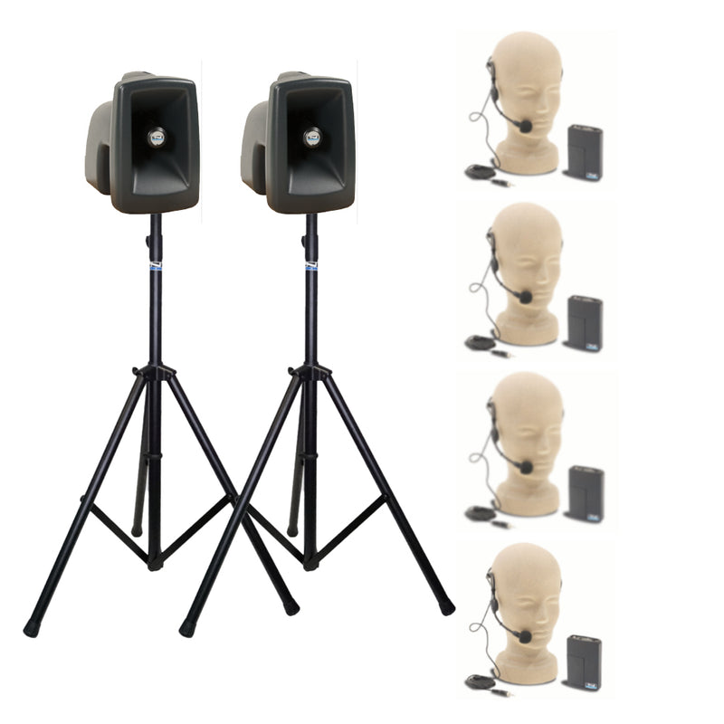 Anchor Audio MegaVox Pair (U4, COMP) Portable Speakers with 4 Wireless Microphones