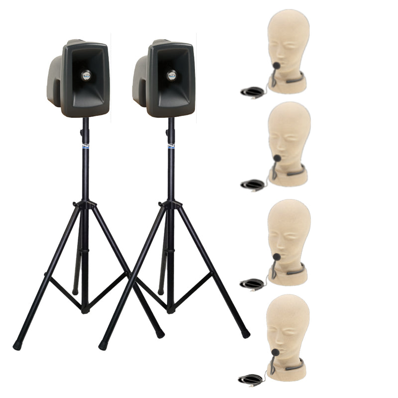 Anchor Audio MegaVox Pair (U4, COMP) Portable Speakers with 4 Wireless Microphones