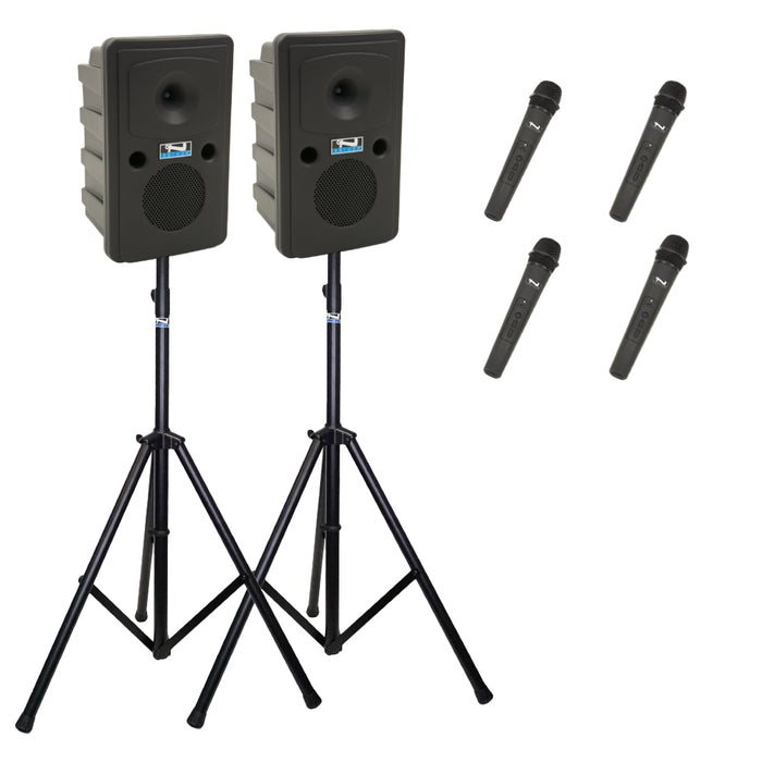 Anchor Audio Go Getter Pair (U4, COMP), Portable Speakers with 4 Wireless Microphones