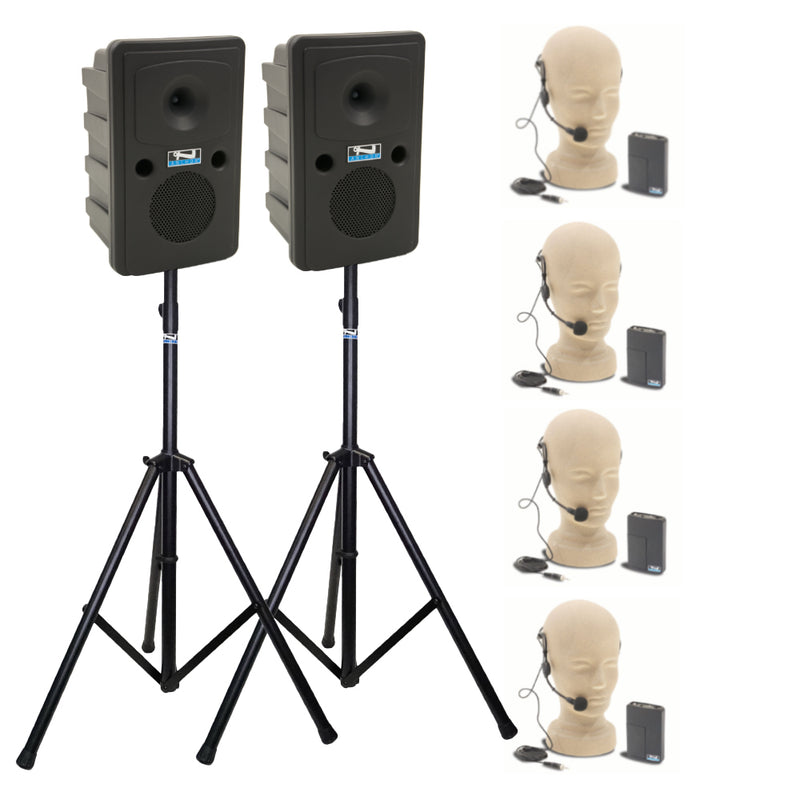 Anchor Audio Go Getter Pair (U4, COMP), Portable Speakers with 4 Wireless Microphones