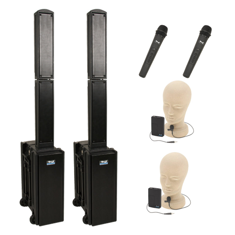 Anchor Audio Beacon Pair (XU4,RU2) Portable Speakers with Anchor-Air with 4 Wireless Microphones