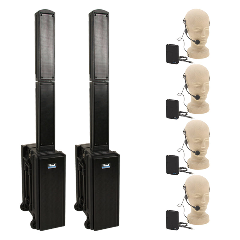 Anchor Audio Beacon Pair (XU4,RU2) Portable Speakers with Anchor-Air with 4 Wireless Microphones