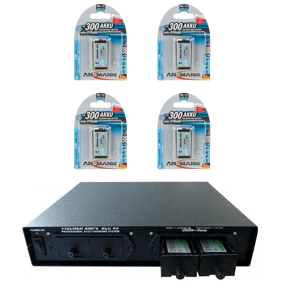Half-Rack Rackmount Charger with Four 9V Batteries for Fitness Studios ...