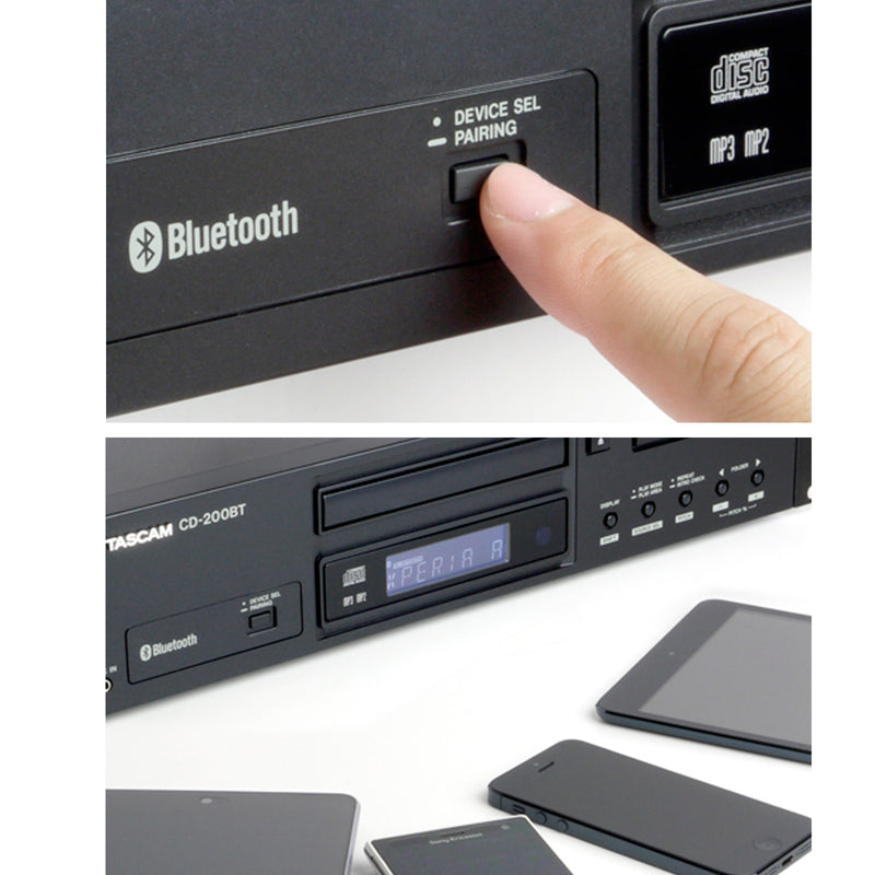 Rack-mount CD player with Pitch Control and Bluetooth (Tascam CD-200BT)