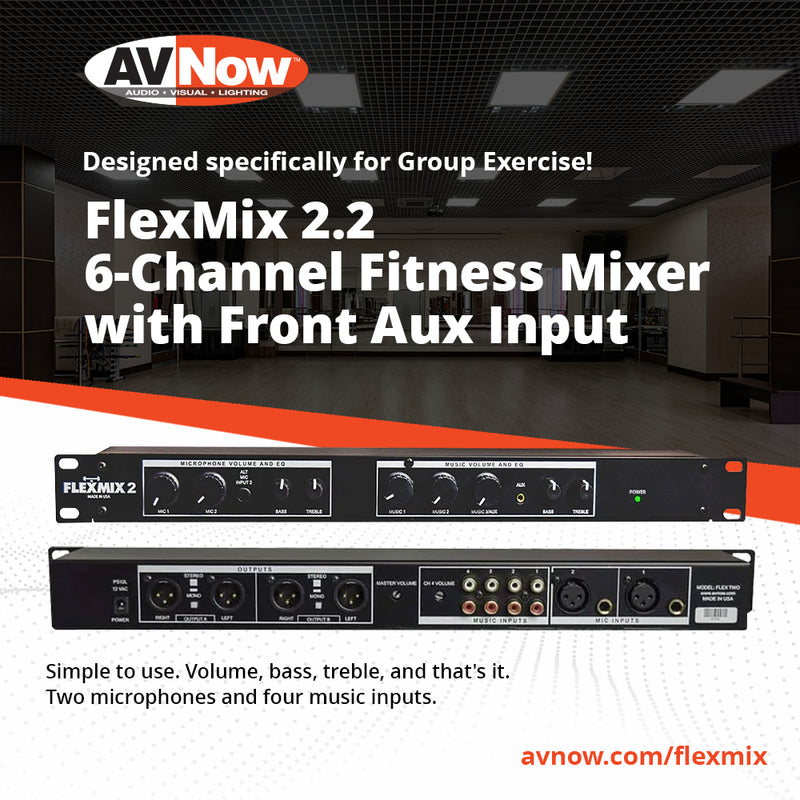 FlexMix 2.2 - 6-Channel Fitness Mixer with Front Aux Input