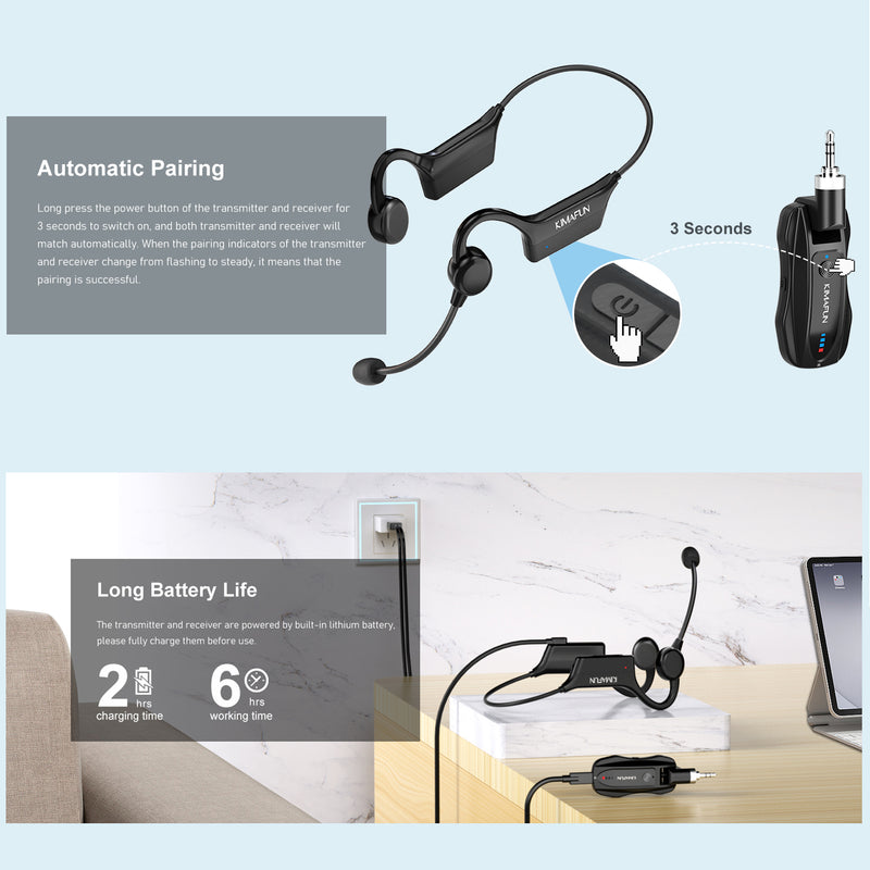 KIMAFUN Waterproof Headset Microphone System (Light-Use)