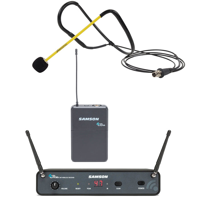 Samson Concert 88 Wireless Microphone System with Aeromic or Cyclemic Fitness Headset Microphone 