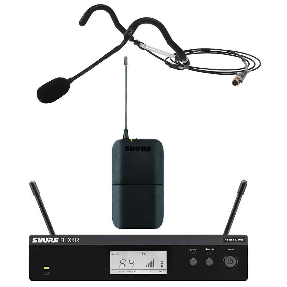 Shure BLX System with Rack Mountable Receiver & EMic Fitness Headset ...