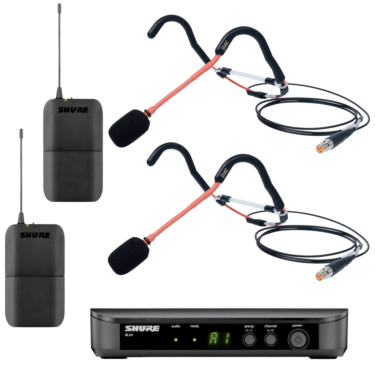 Heavy-Use Shure BLX with Two Transmitters & Two E-Mic Fitness