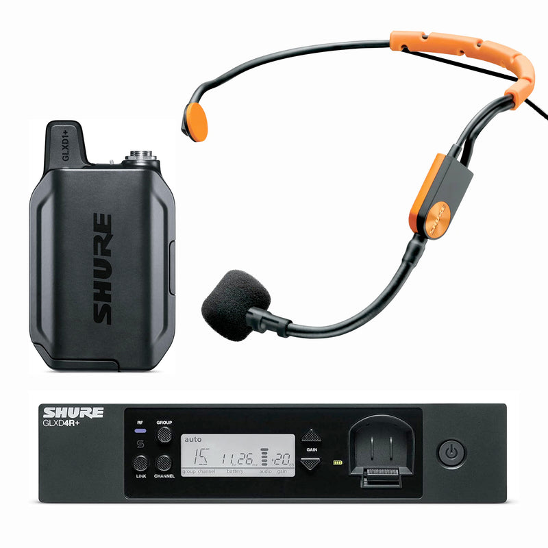 Shure GLXD14R+ Rackmount Wireless Microphone System with SM31 Fitness Headset Microphone