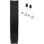 Black outdoor speaker with earpiece and microphone on a white background