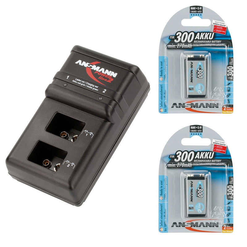 Dual Battery Charger with 2 Pro-Audio Rechargeable 9V Batteries