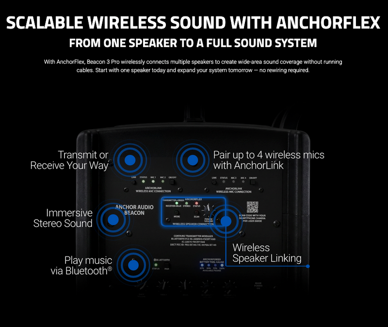 Anchor Audio Beacon 3 Portable Battery-Powered PA Base System with Bluetooth