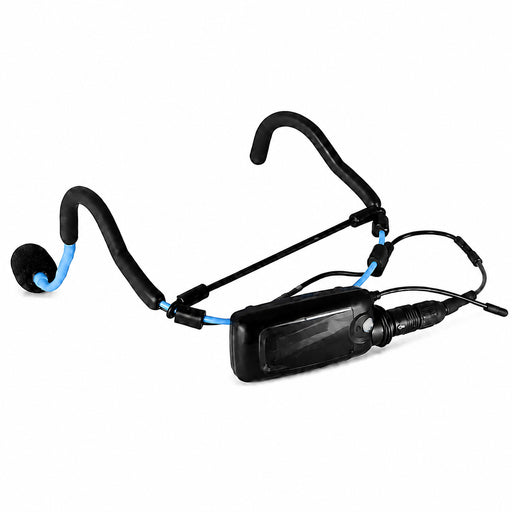 Fitness Audio Headset Microphone for FItness Instructors Blue - UHF Mini-TX EMic and MTU8 Transmitter Headset Microphone