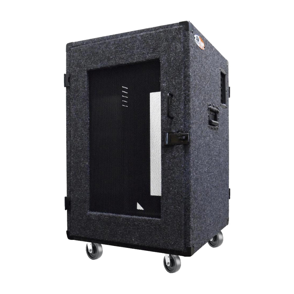 16 Space Audio Rack, Locking Wheels and Vented Security Door - Grey ...