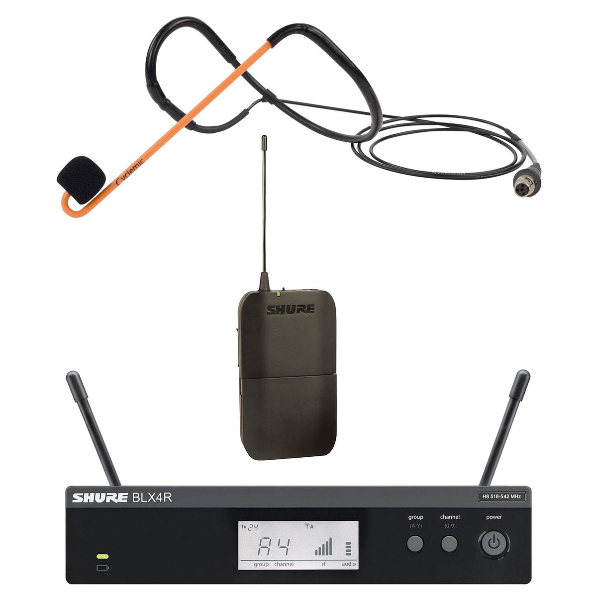 Shure BLX14R Rackmount Microphone System with Cyclemic Fitness Headset ...