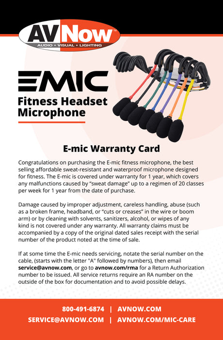 E-Mic Fitness Headset Microphone, Microphone Case and Windscreen Bundle