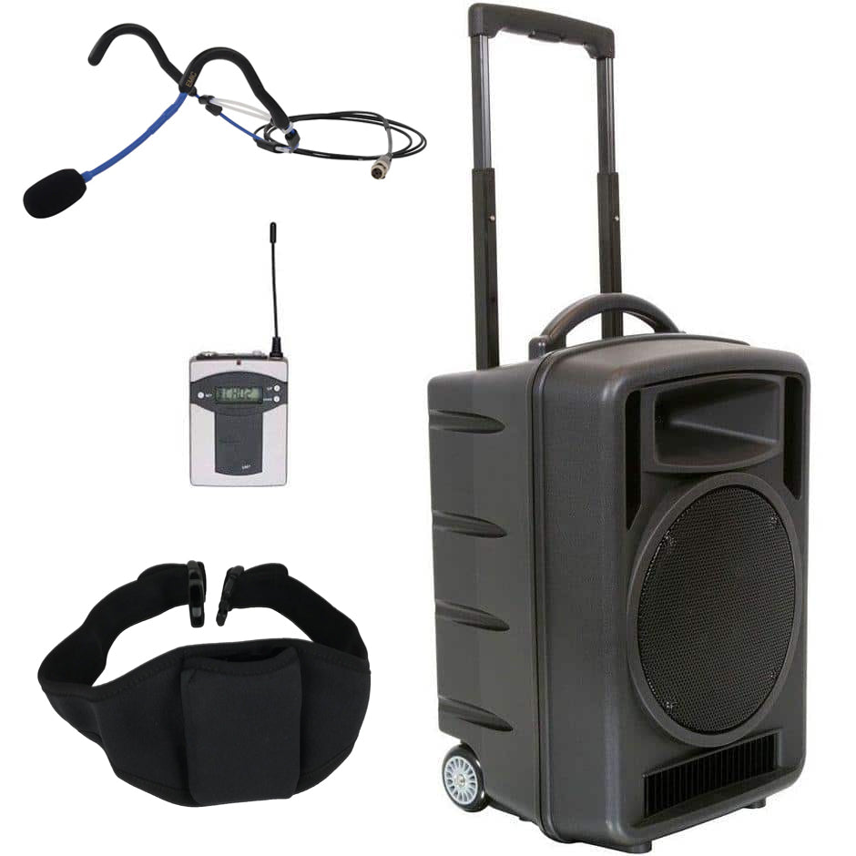 Fit 1010 Battery-Powered Portable Sound System with EMic Fitness Headset Microphone