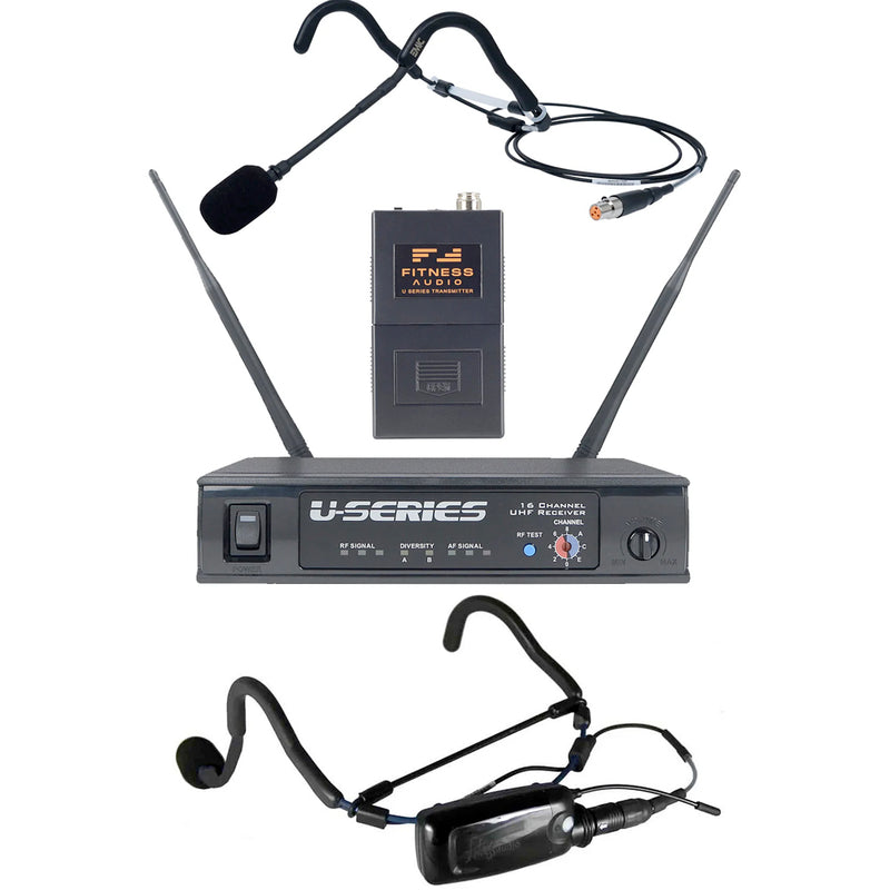 Fitness Audio U-Series Hybrid Heavy-Use Bundle Microphone System - Mini-TX EMic Headset AND Bodypack EMic Set