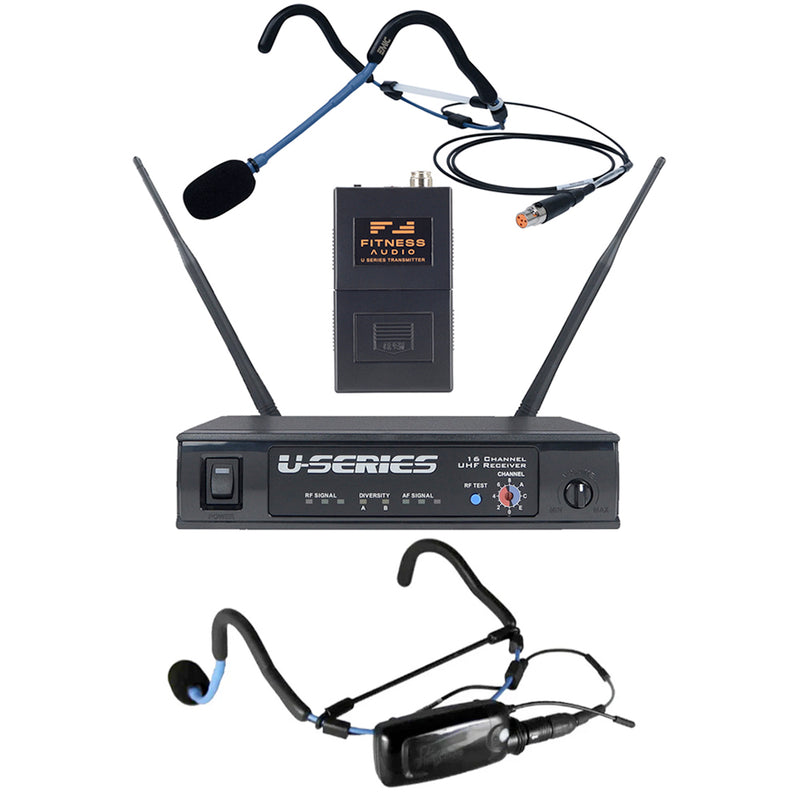 Fitness Audio U-Series Hybrid Heavy-Use Bundle Microphone System - Mini-TX EMic Headset AND Bodypack EMic Set