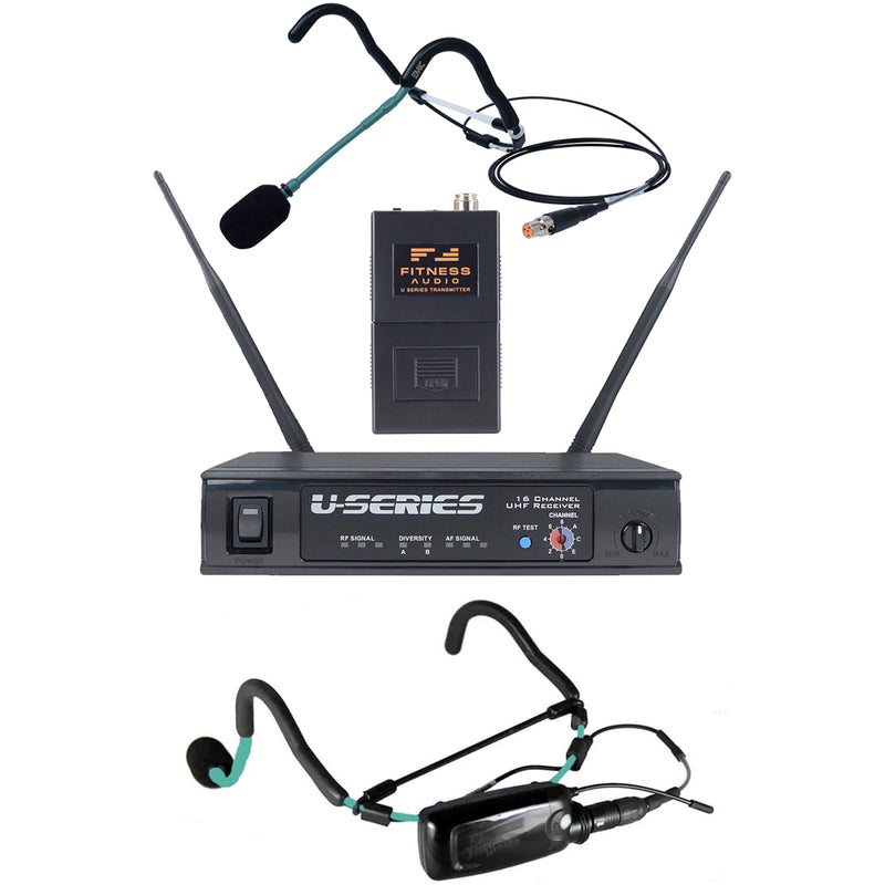 Fitness Audio U-Series Hybrid Heavy-Use Bundle Microphone System - Mini-TX EMic Headset AND Bodypack EMic Set