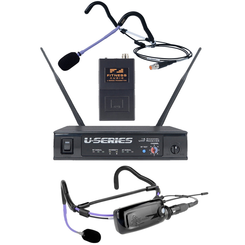 Fitness Audio U-Series Hybrid Heavy-Use Bundle Microphone System - Mini-TX EMic Headset AND Bodypack EMic Set