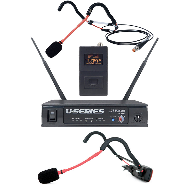 Fitness Audio U-Series Hybrid Heavy-Use Bundle Microphone System - Mini-TX EMic Headset AND Bodypack EMic Set