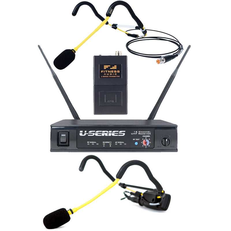 Fitness Audio U-Series Hybrid Heavy-Use Bundle Microphone System - Mini-TX EMic Headset AND Bodypack EMic Set