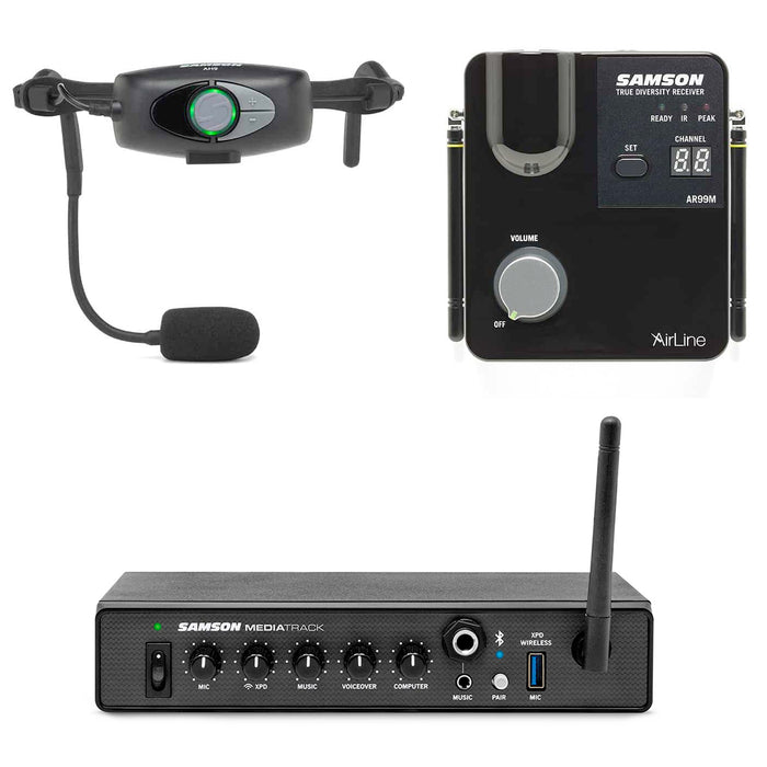 Samson MediaTrack + AirLine 99m Mic for Live Streaming Fitness