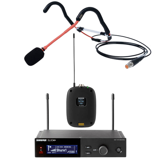 Shure SLXD+ Wireless Bodypack System with Red EMic Fitness Headset Microphone 