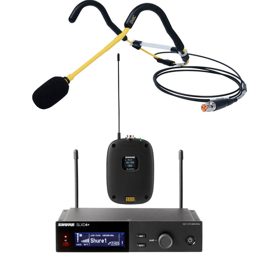 Shure SLXD+ Wireless Bodypack System with Yellow EMic Fitness Headset Microphone