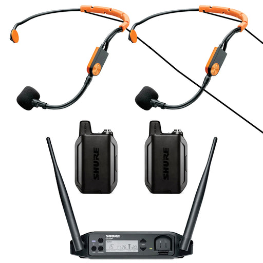 Shure GLXD14+ Wireless Heavy-Use Microphone System with (2) Bodypack Transmitters and (2) SM31 Headset Microphones