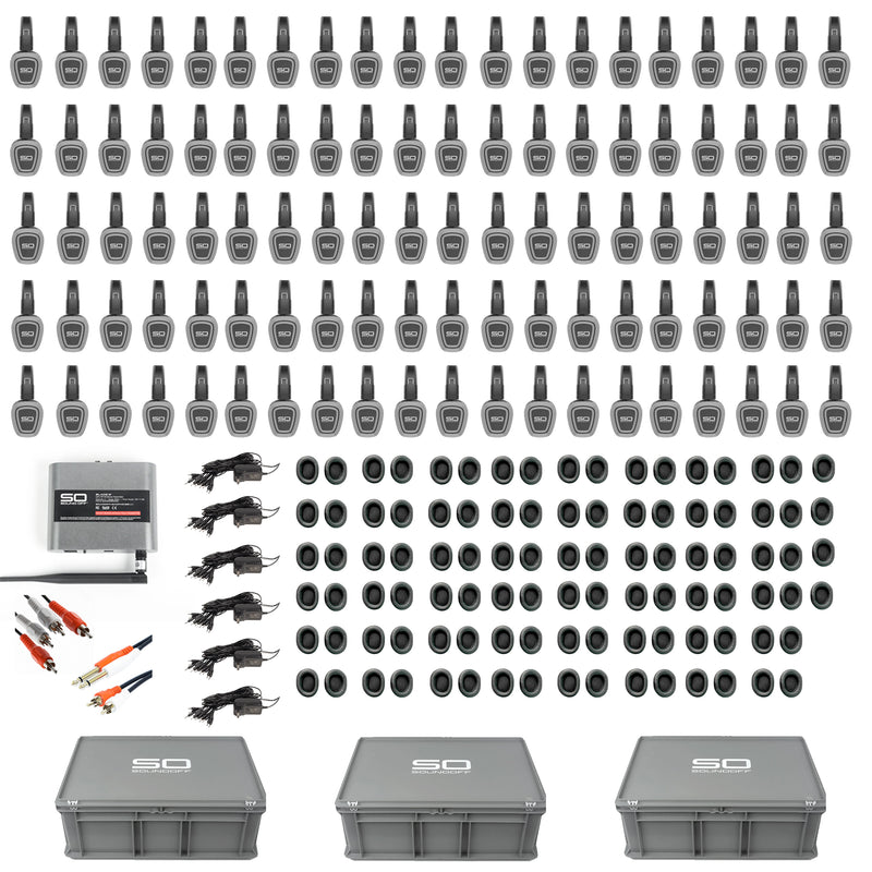 Sound Off GLO4 Headphone Kit - 100 Pack Bulk Group Fitness Headphones