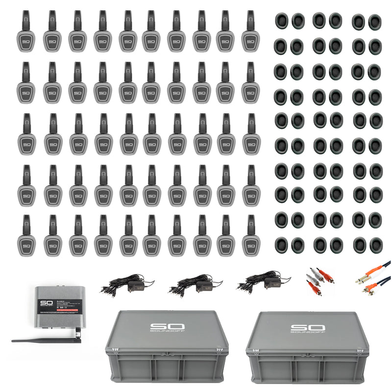 Sound Off GLO4 Headphone Kit - 50 Pack Bulk Group Fitness Headphones