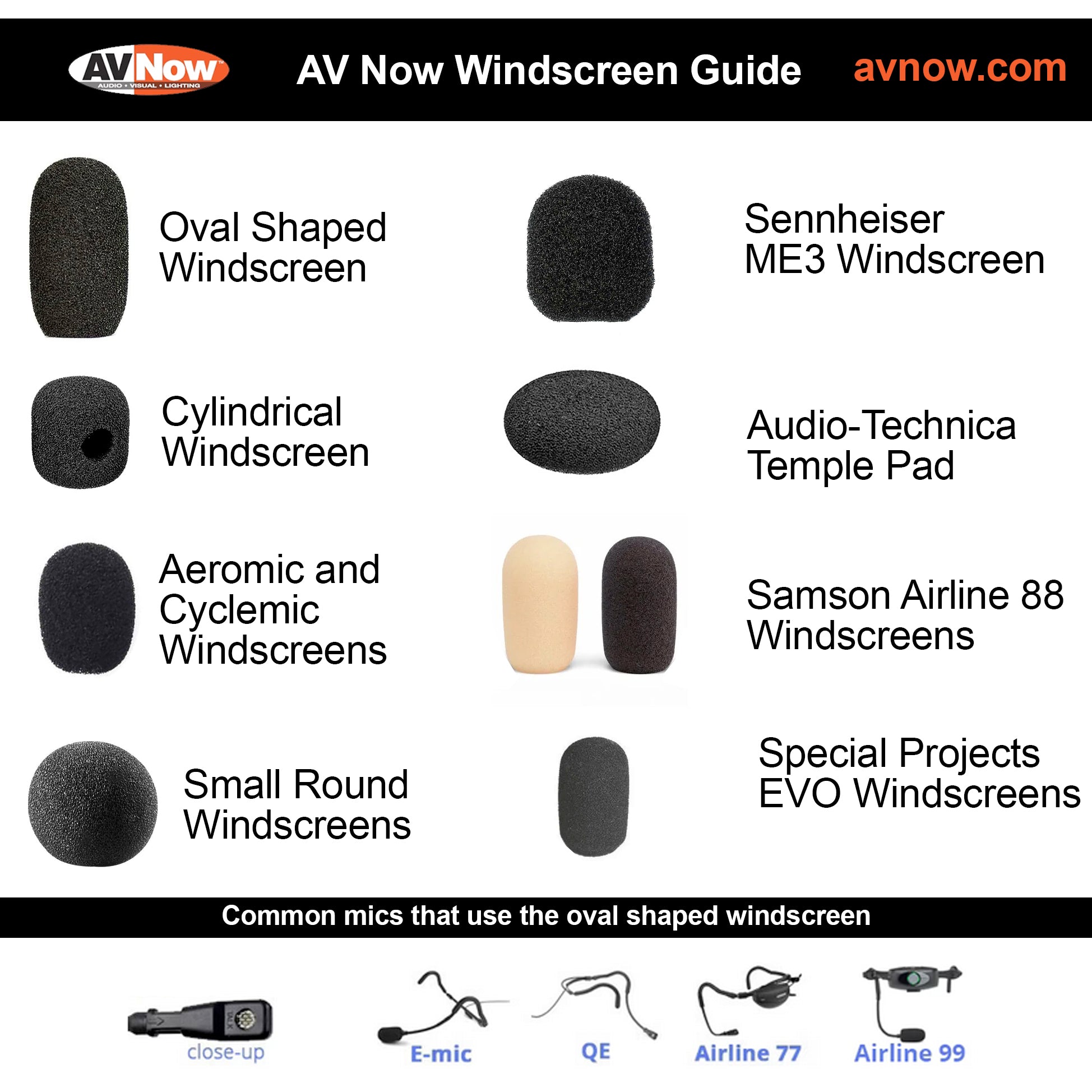 Cylindrical Black Foam Windscreens Shure SM-31FH 10-Pack — AV Now