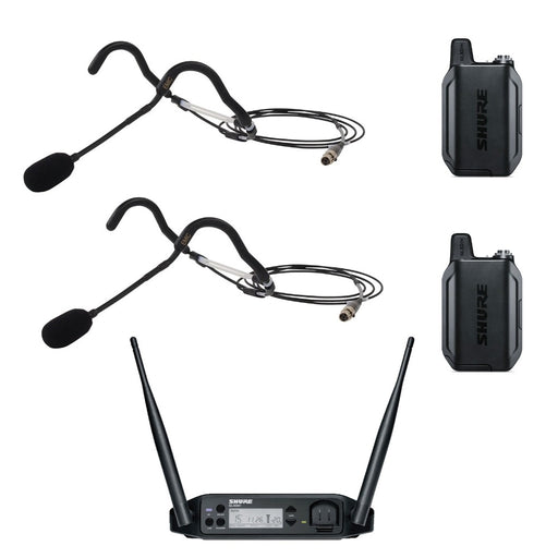 Shure GLX-D + Wireless Microphone System Heavy Use Bundle with (2) E-mic Headsets and (2) Transmitters