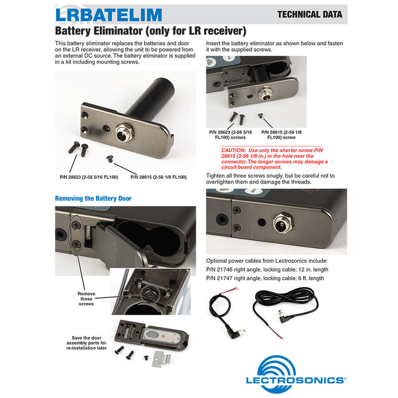 Lectrosonics Battery Eliminator and Power Supply