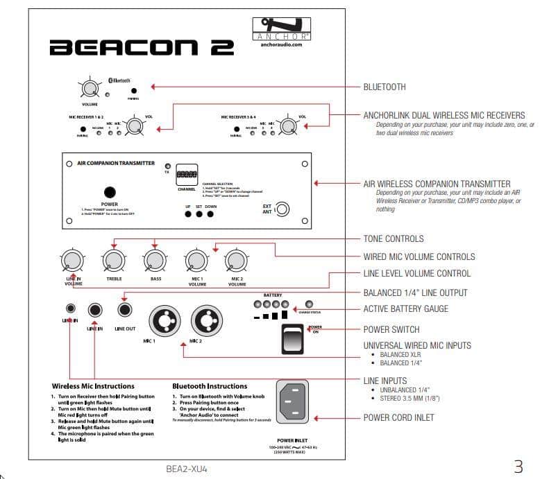 Anchor Audio Anchor Beacon 2 BEA-SINGLE Portable Sound System with Handheld Microphone
