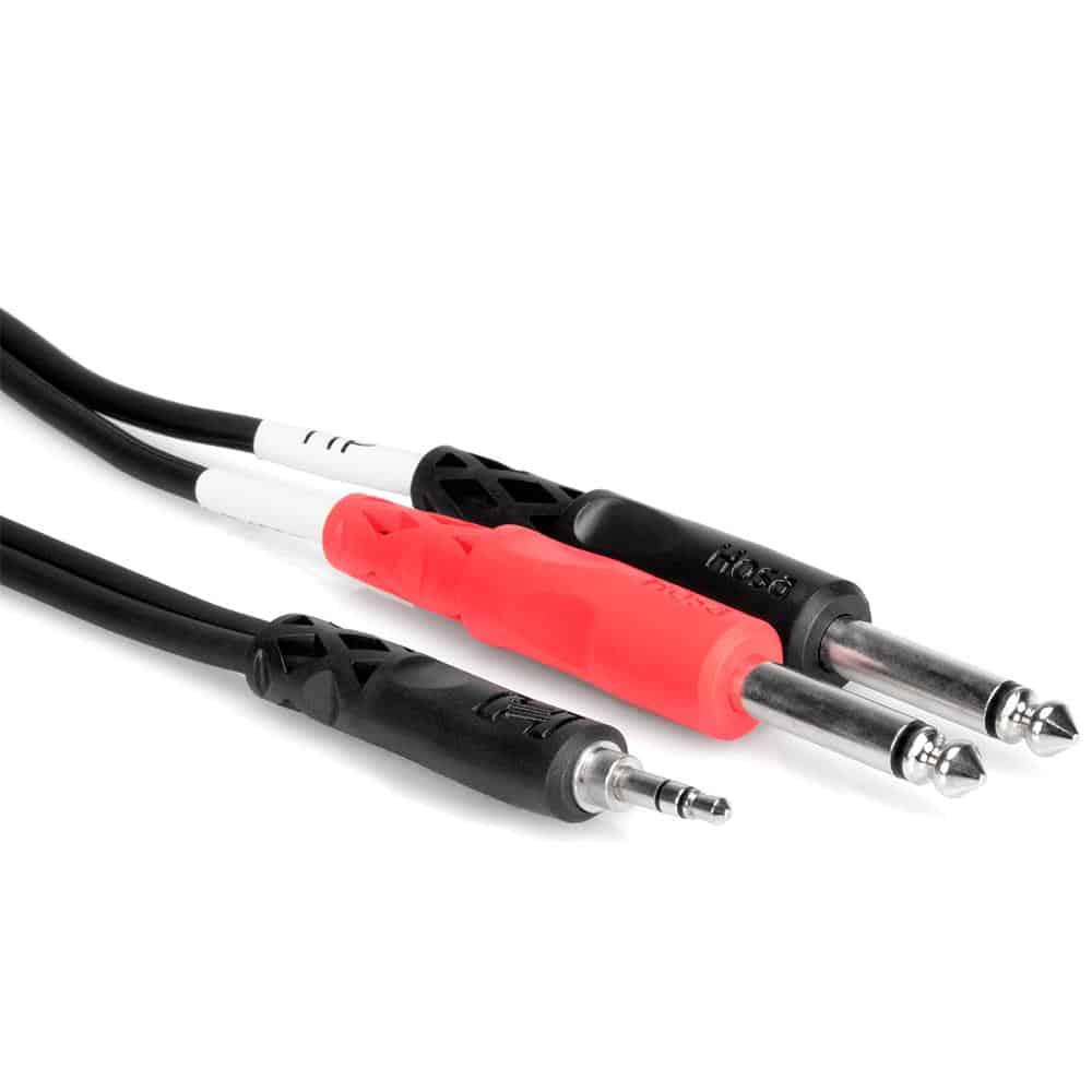 Single 3.5 mm TRS to Dual 1/4 in TS, 3 ft Cable