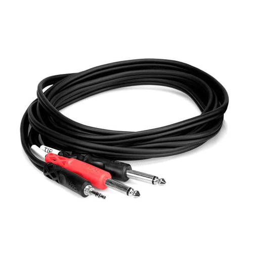Hosa Single 3.5 mm TRS to Dual 1/4 in TS, 3 ft Cable