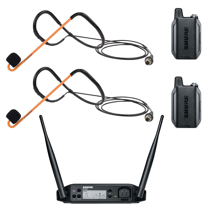 Shure GLXD14+ Heavy Use Digital Wireless Microphone System with 2 Cyclemic Fitness Headsets