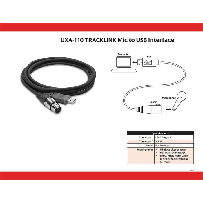 Hosa TRACKLINK XLR to USB Interface Cable