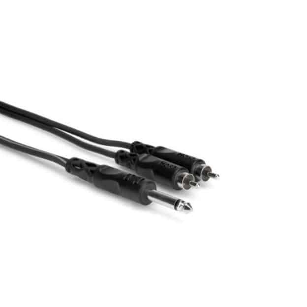 Hosa Y Cable, Single 1/4 in. TS to Dual RCA Male - 6 ft.